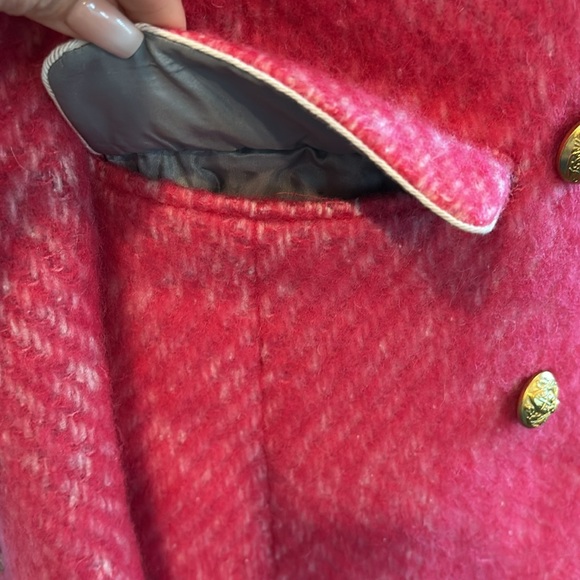 J. Crew Womens Diamond Tweed Peacoat Pink Wool Alpaca Fuzzy Coat Size 0 - Picture 7 of 16